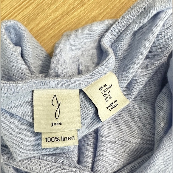 Joie Women’s 100% Linen Drop Shoulder Tee Top in Pastel Blue Sz Medium - Picture 3 of 11